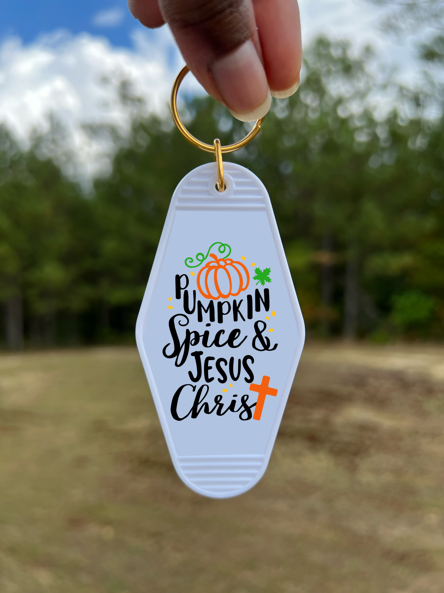 Pumpkin Spice And Jesus Christ Motel Keychain