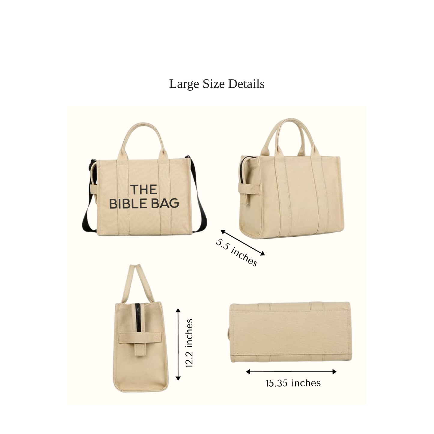 Large Bible Bag Canvas Tote