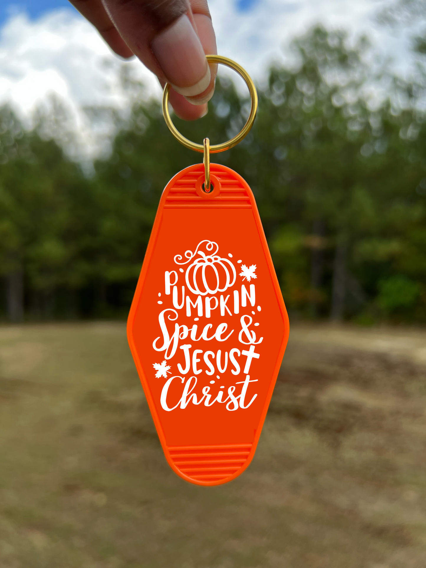 Pumpkin Spice And Jesus Christ Motel Keychain